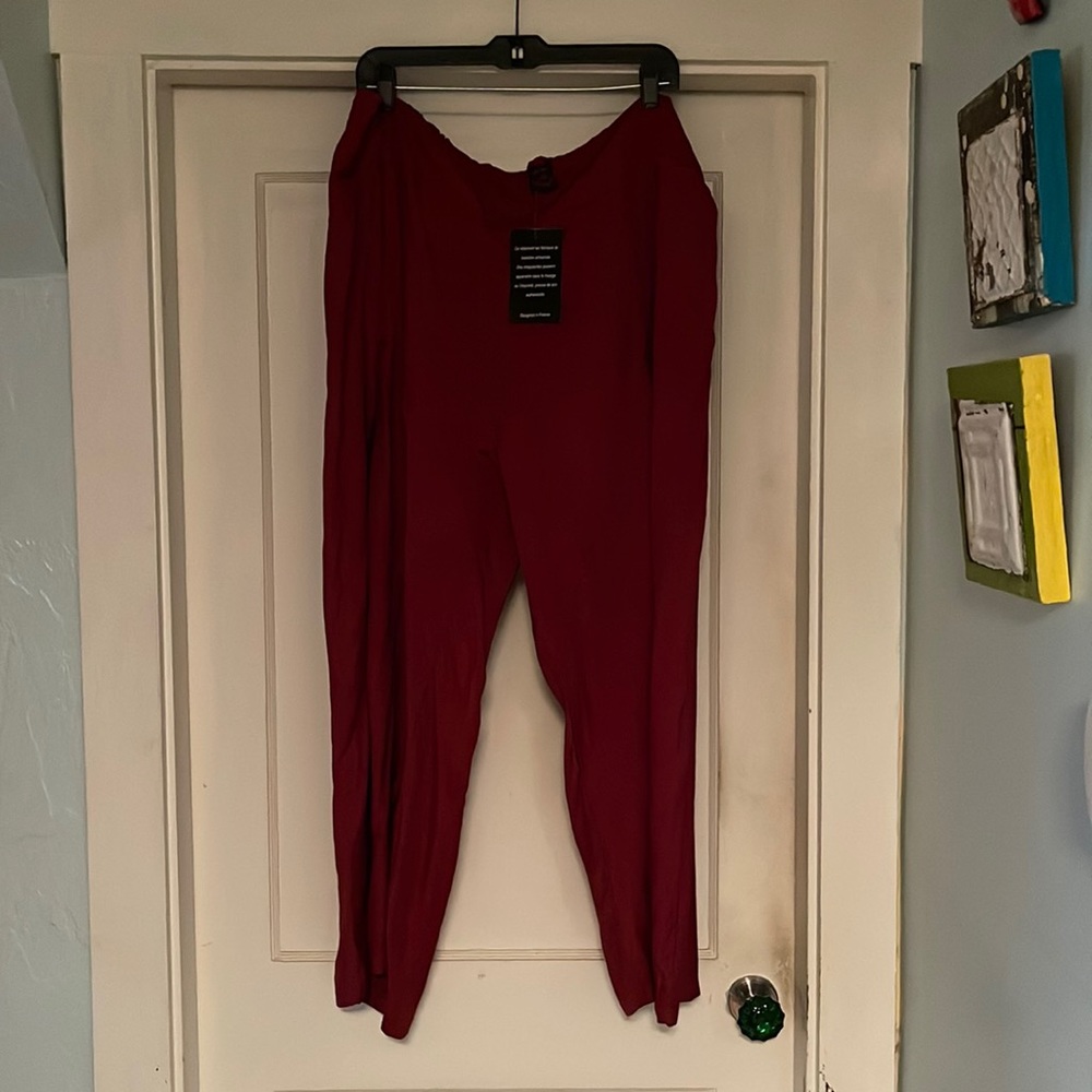 Aller Simplement Bohemian Cropped Pants, 100% Rayon, in Maroon, Size 3x, NWT